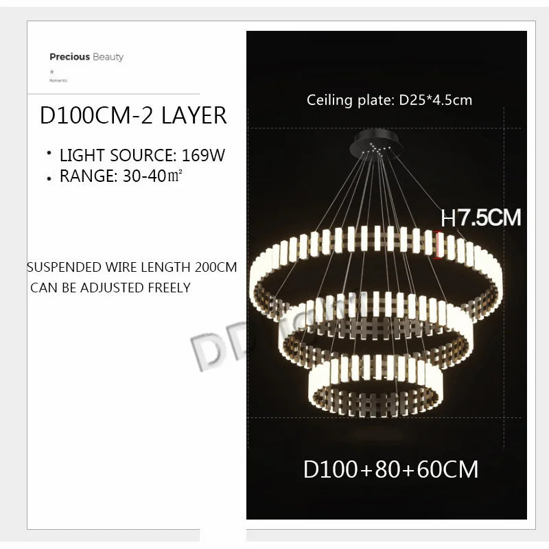 Modern Circle Chandelier: Bright 360° Lighting for Living Room, Kitchen & Bedroom