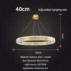 Gold Crystal Round Ring Chandeliers with LED Pendant Light for Ceiling Lighting