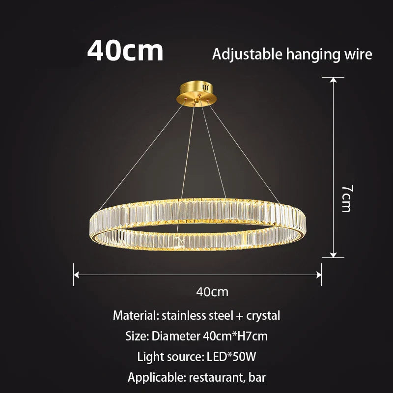 Luxury Gold Round Crystal Pendant Chandelier | Design for Living/Dining Room Lighting