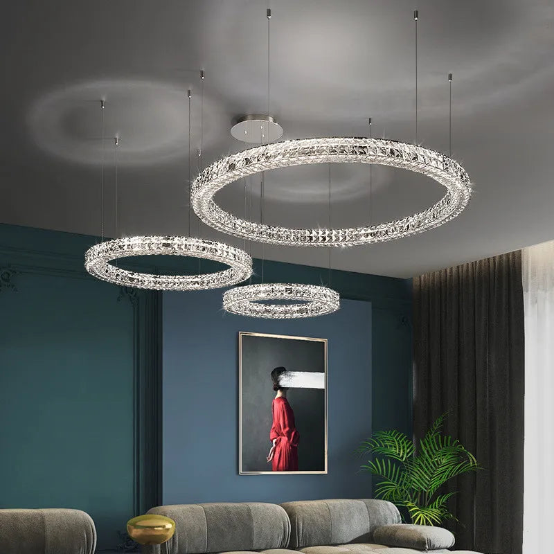 Crystal LED Chandelier: Modern Luxury Chrome Steel & Clear K9 Crystal Lighting