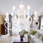 White Farmhouse Chandelier 6 Lights Modern French Country Dining Room Candle Chandelier