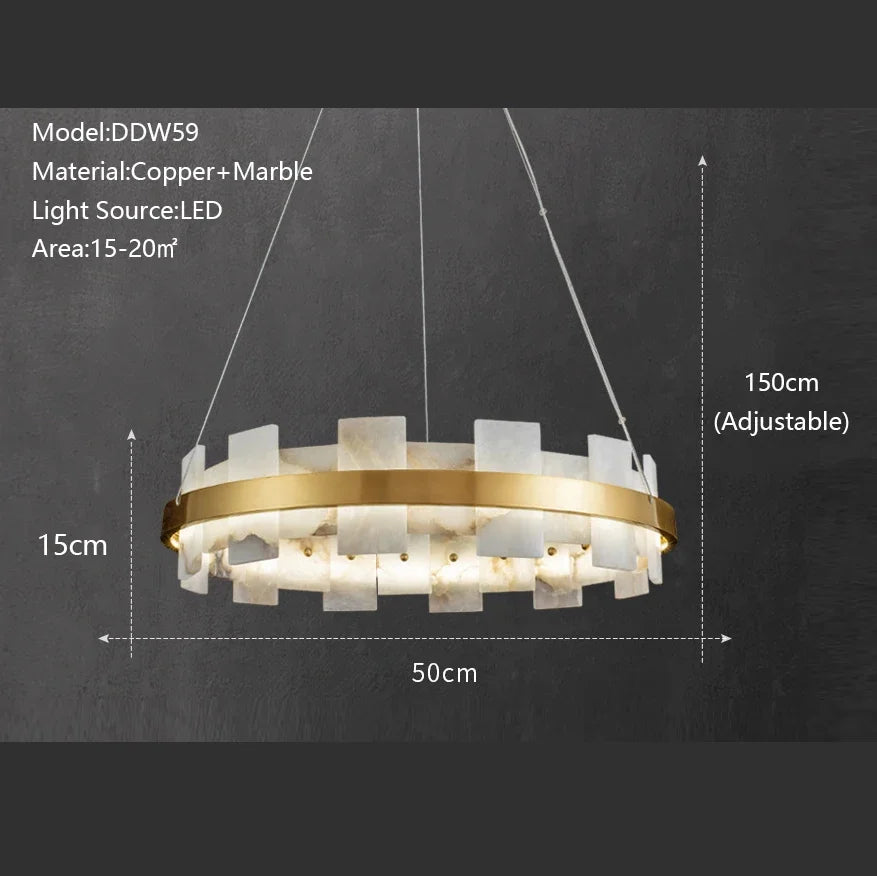 LED Marble Chandelier: Modern Lighting for Living Room, Bedroom, or Restaurant.
