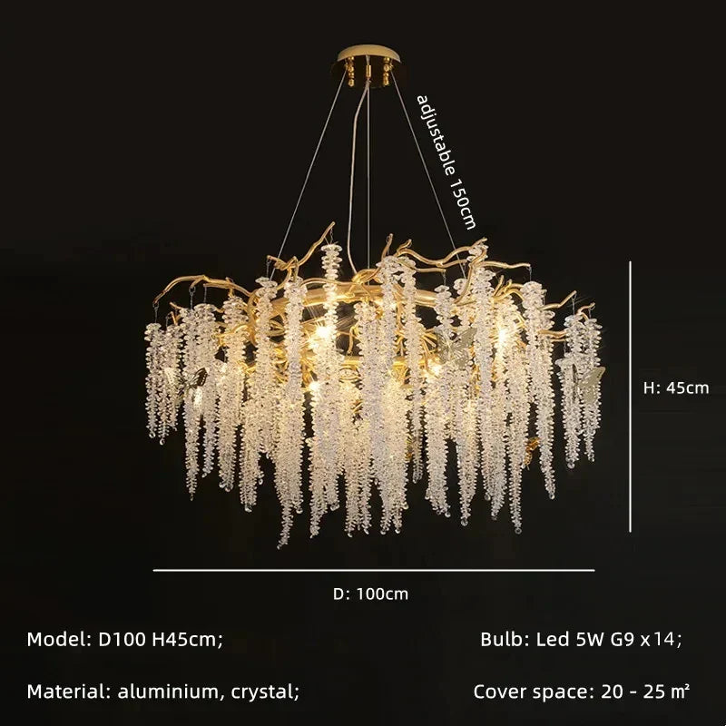 Gold Aluminium Branch Pendant Light Chandelier for Modern Dining Room Decor