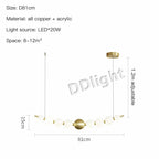Modern Copper LED Chandelier for Living Room, Bedroom, Dining, Kitchen Decor