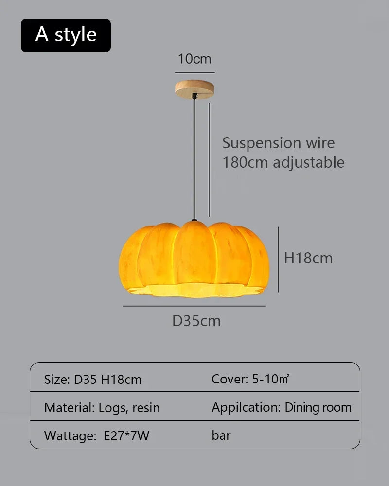 Retro LED Pumpkin Pendant Light for Dining Room, Bar, and Bedroom Decor