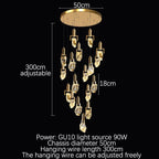 Elegant Diamond Crystal Chandelier LED Light Fixture Gold Home Decor