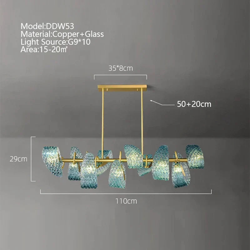 Peacock Leaf Copper Ceiling Chandelier: Modern LED Art Deco Blue 2024 Lustre