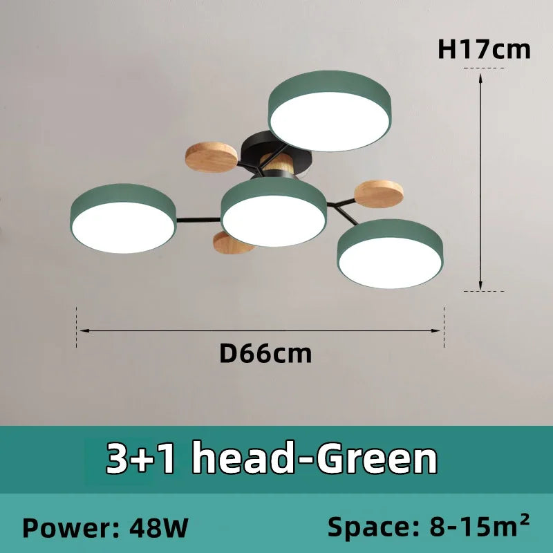 Nordic Wooden Chandelier LED Ceiling Light for Living Room, Bedroom, Kitchen, and Dining Room