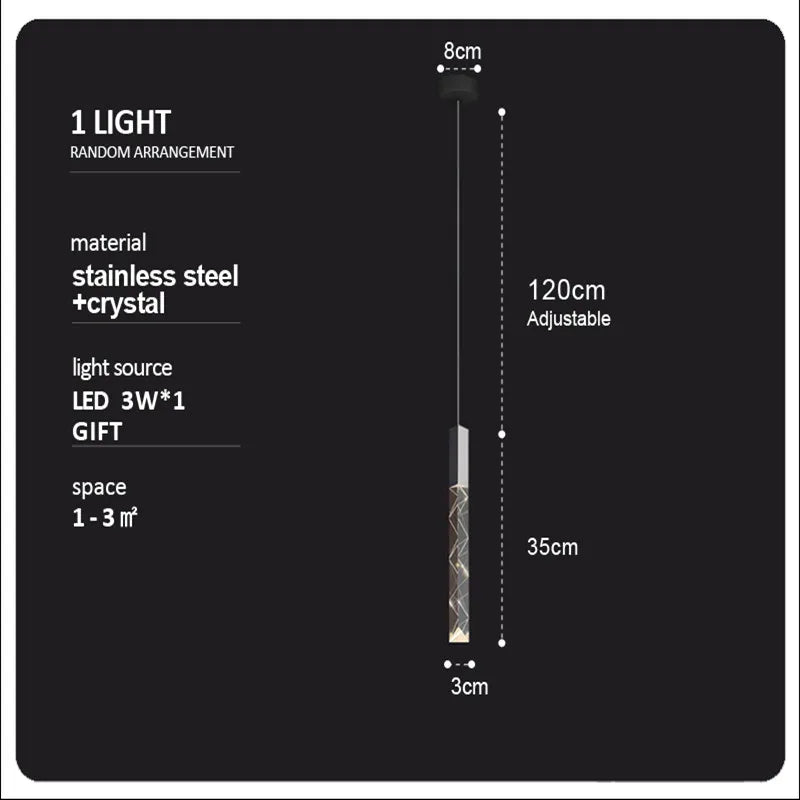 Luxury Crystal Column LED Chandelier Pendant for Staircase Home Decor