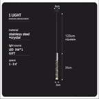 Luxury Crystal Column LED Chandelier Pendant for Staircase Home Decor