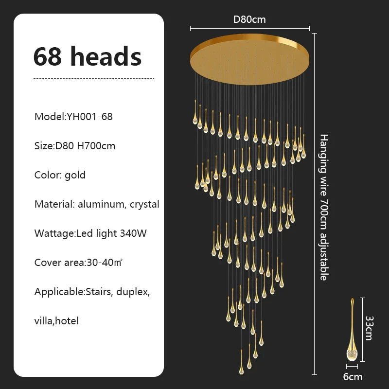 Crystal Chandelier: Modern LED Pendant Light for Villa Living Room and Attic