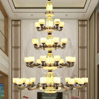 All Copper Jade Chandelier | Chinese Style Living Room Dining Room Lighting