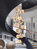 Marble LED Chandelier | Modern Luxury Staircase & Lobby Light Fixture
