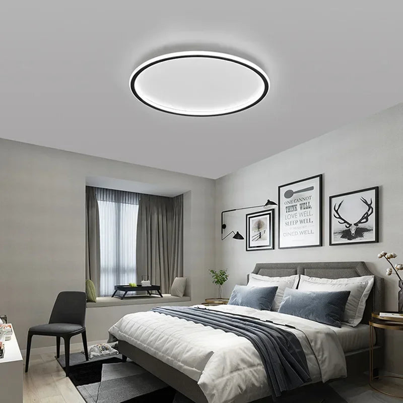 Modern Round LED Ceiling Lights Iron Mounted Dimmable Indoor Lighting