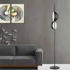 Superluna Double Lampshade LED Floor Lamp - Black Gold Living Room Standing Light