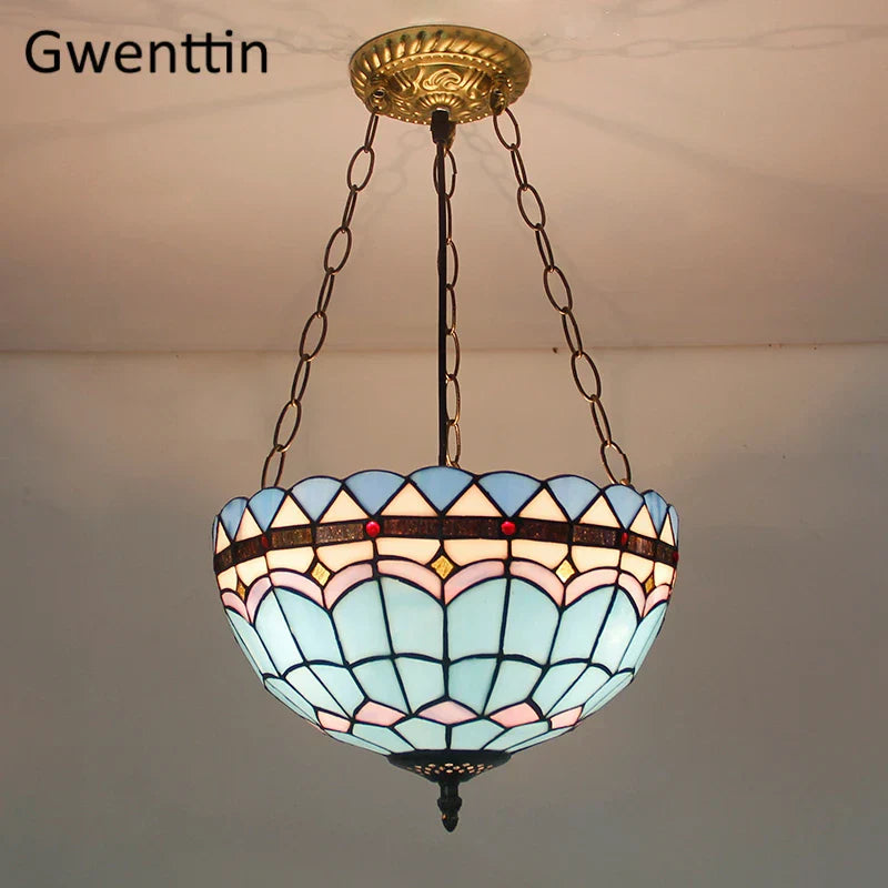 Tiffany Stained Glass Pendant Light Chandelier LED Fixture for Home Deco