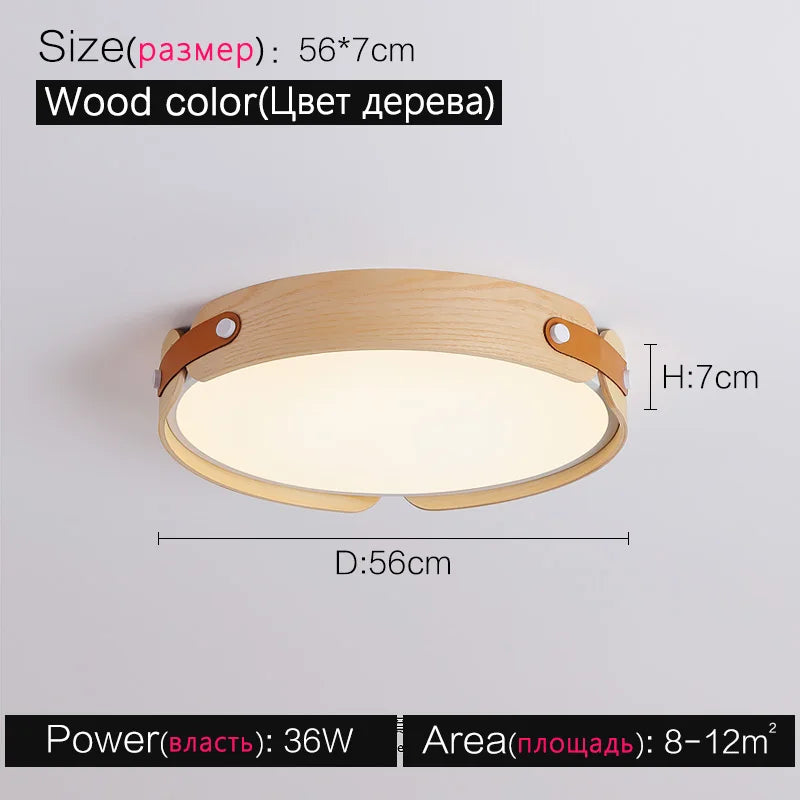 Walnut Round Ceiling Lamp by - Modern Japanese Nordic Bedroom Dining Room Lighting