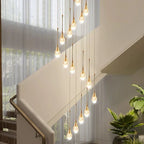 Crystal LED Staircase Chandelier - Gold Pendant Lamp for Living Room & Lobby