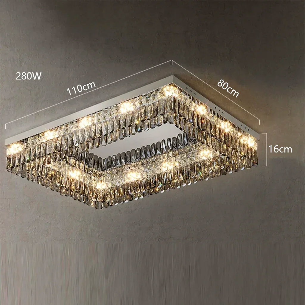 Modern Luxury LED Crystal Ceiling Chandelier for Living Room - Chrome Finish