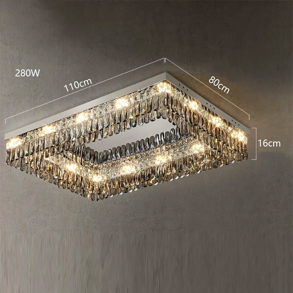 Modern Luxury LED Crystal Ceiling Chandelier for Living Room - Chrome Finish
