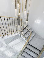 Crystal LED Staircase Chandelier: Modern Luxury Ceiling Lighting for Living Room Hall Loft