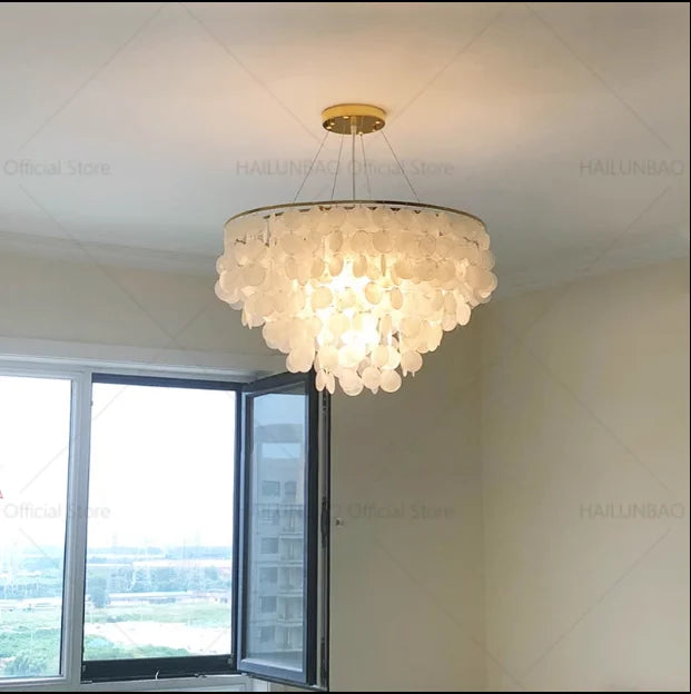 Nordic Shell Chandelier: Modern, Creative, & Luxurious Lighting for Living, Dining & Bedroom
