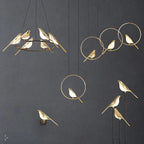 Gold Magpie Bird Ceiling Chandelier: Modern Home Interior Lighting for Living Dining Kitchen