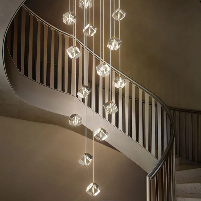 Luxury Crystal LED Chandelier for Staircase - Modern Indoor Stair Lighting