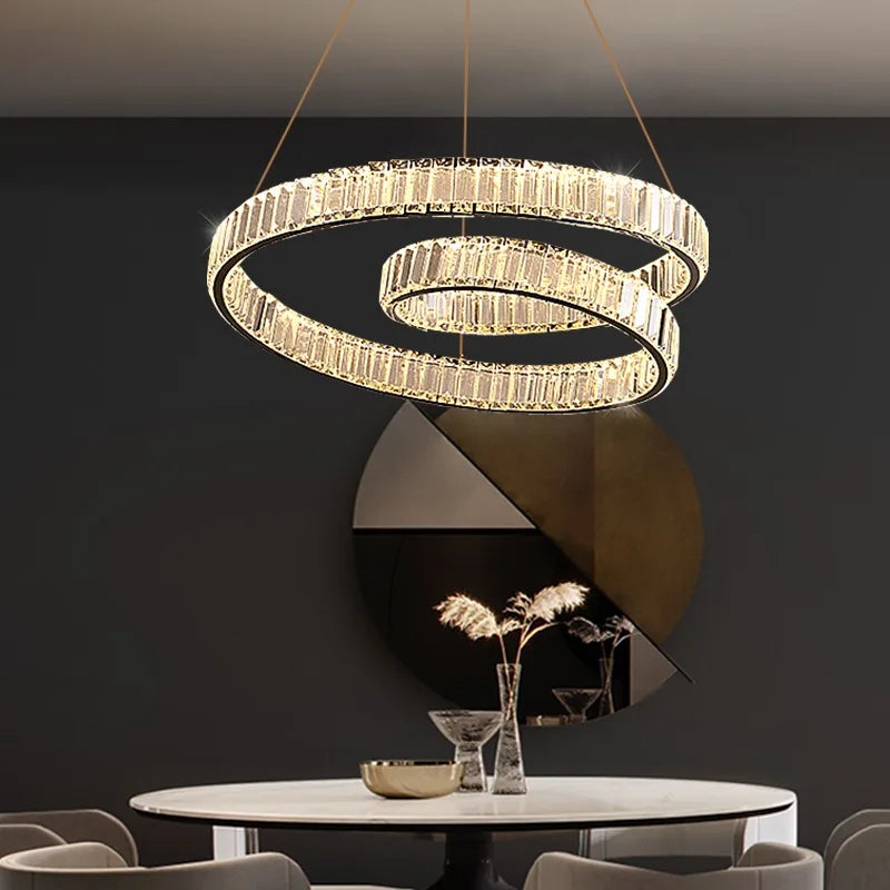 Crystal Chandelier LED Light Fixture, Luxury Decor Hanging Lamp, Modern Home Lighting