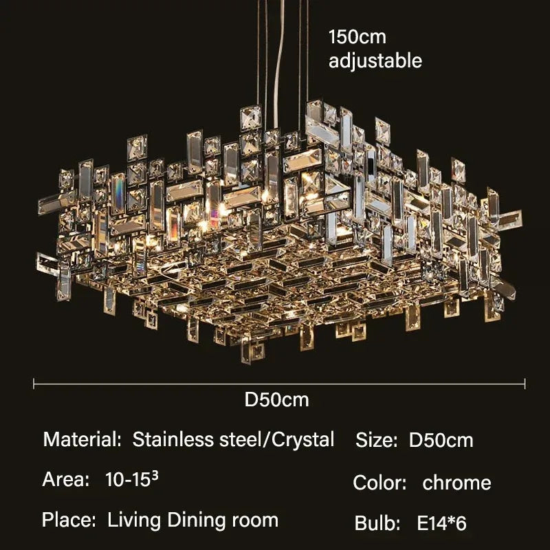 Crystal Pendant Chandelier for Modern Living, Dining, Bedroom Lighting