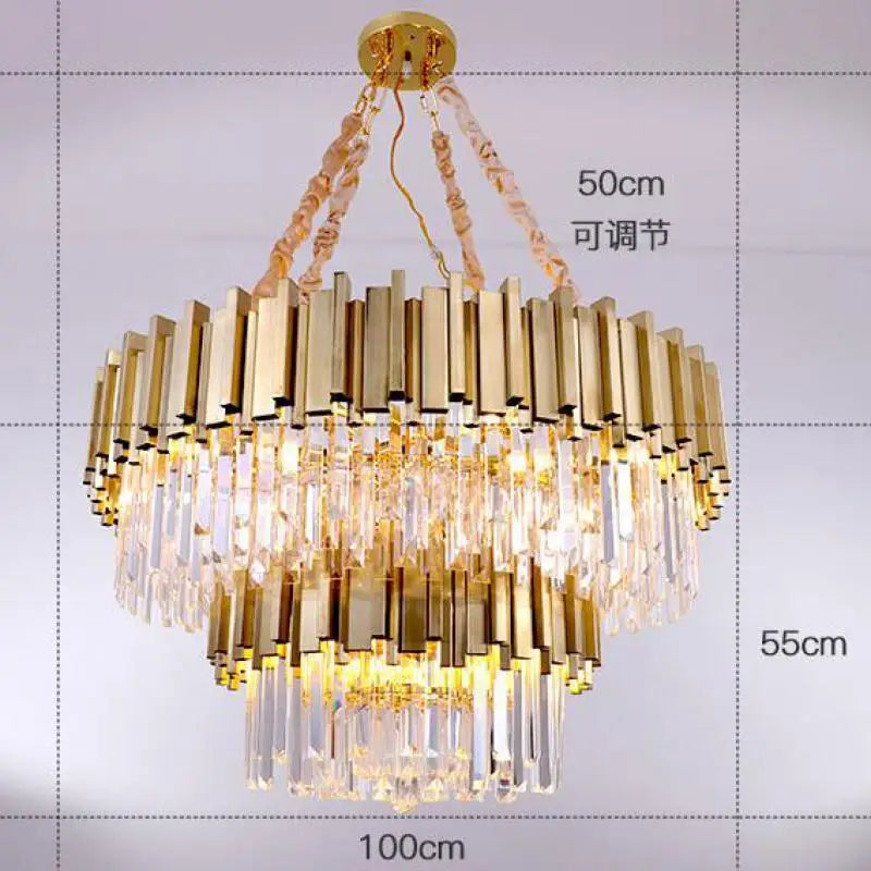 Crystal Chandelier: Elegant Villa Pendant Lights for Living Room and Bedroom