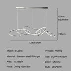 Luxury Steel Pendant Chandelier Dimmable LED Luminarias