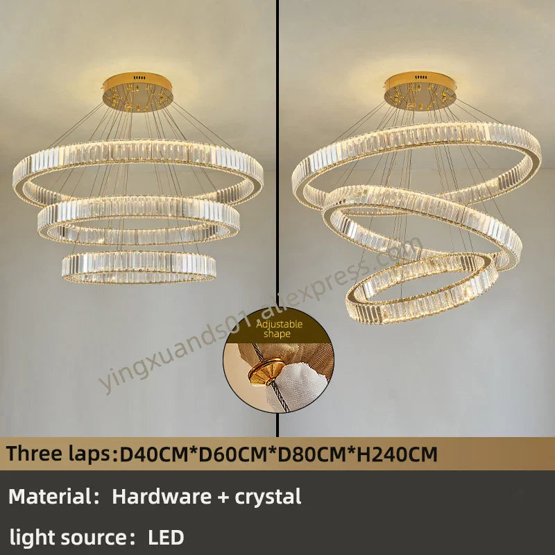 Crystal Chandelier: Modern Luxury Golden Lighting for Villa, Duplex Hall