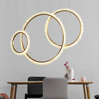Round Circle LED Crystal Chandelier for Dining Table and Exhibition Hall