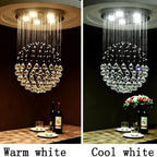 LED Crystal Chandelier Spheric Light Fixture for Living Room & Hotel Hall