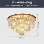 Crystal Gold Black LED Chandelier - Multi-Storey Modern Round Pendant Lamp