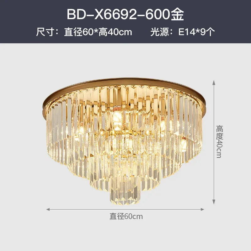 Crystal Gold Black LED Chandelier: Modern Multi-Storey Pendant Lamp Lighting