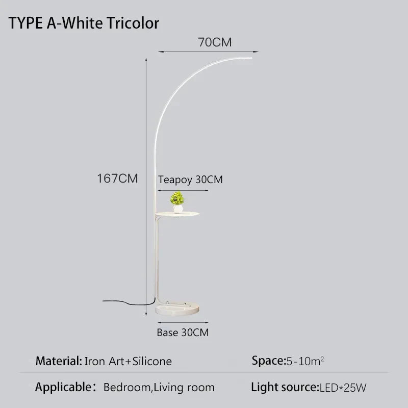 LED Art Floor Lamp Modern Design Black White Gold Living Room Decoration