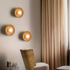 Wood Round Plate Wall Lights LED Nordic Modern Sconce for Home Décor