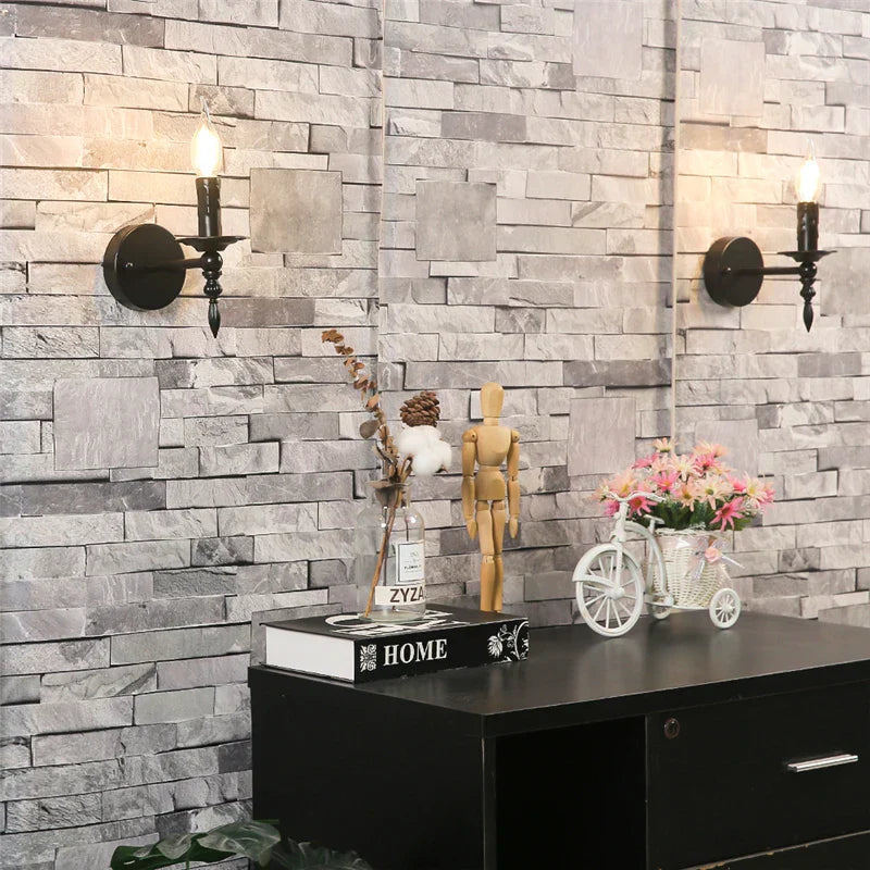 Nordic Vintage Iron Wall Sconces, Black LED E14 Lights, American Retro Loft Fixtures