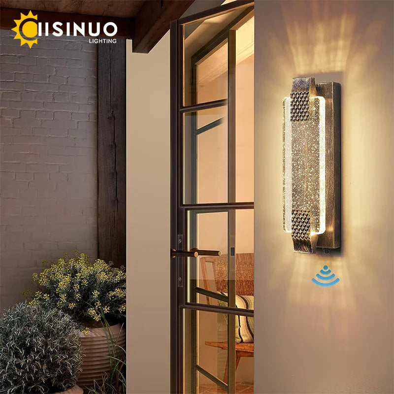 Crystal Bubble Glass LED Outdoor Wall Sconce for Porch and Garden