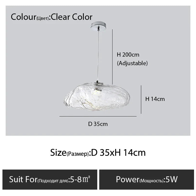 Glass Cloud Chandelier LED Pendant Lamp for Villa Staircase & Hotel