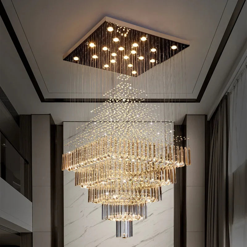 Modern Crystal Ceiling Chandelier for Living Room Staircase Pendant Light