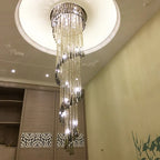Smoky Gray Crystal LED Chandelier: Luxury Long Stairway & Corridor Lighting