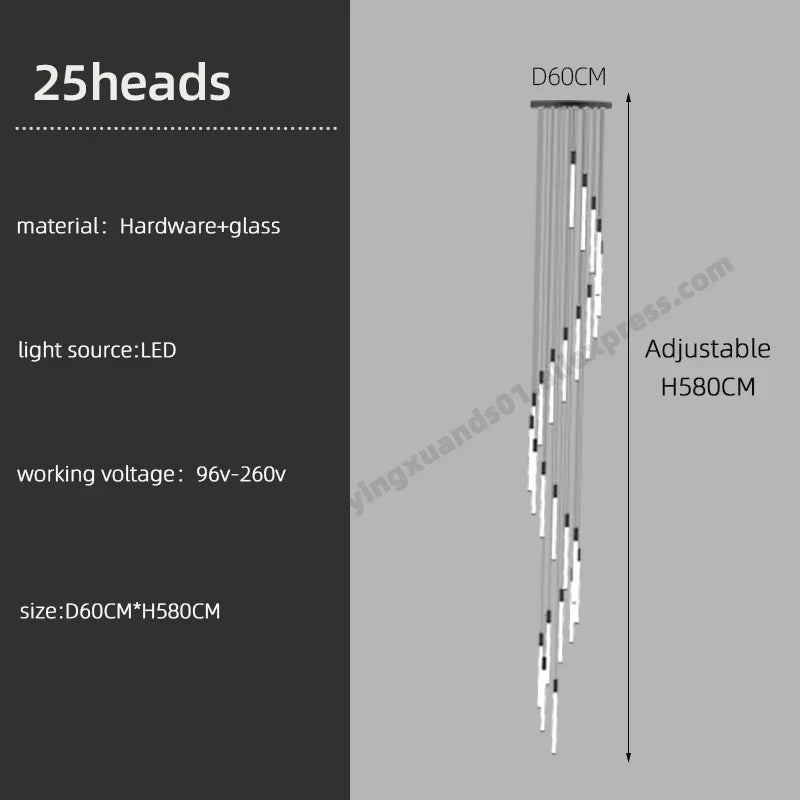 Modern LED Chandelier Pendant Light for Loft Staircase Lighting