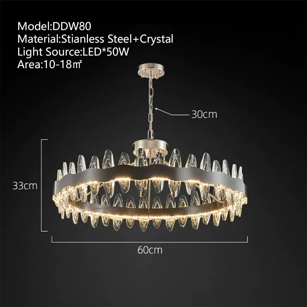 Crystal LED Chandelier: Luxury Living Room Pendant Light with Modern Design
