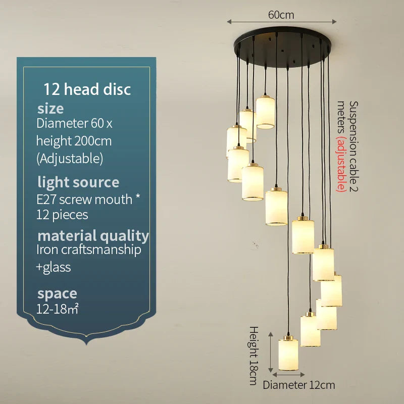 Stairwell Chandelier: Modern Spiral Design for Elegant Villa Hallway Lighting