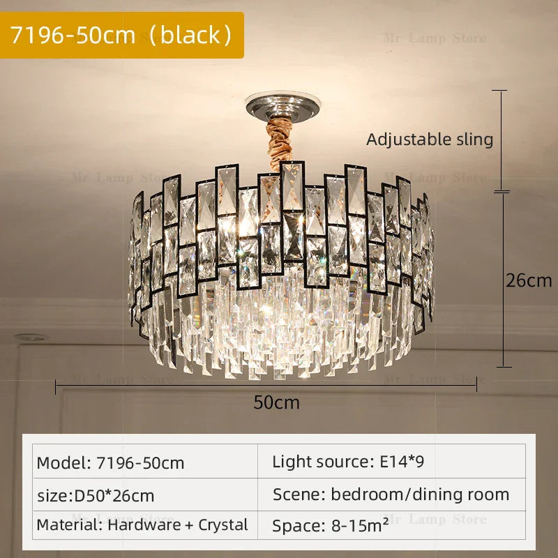 Crystal Chandelier: Postmodern Light Luxury for Living Room, Bedroom, Kitchen.