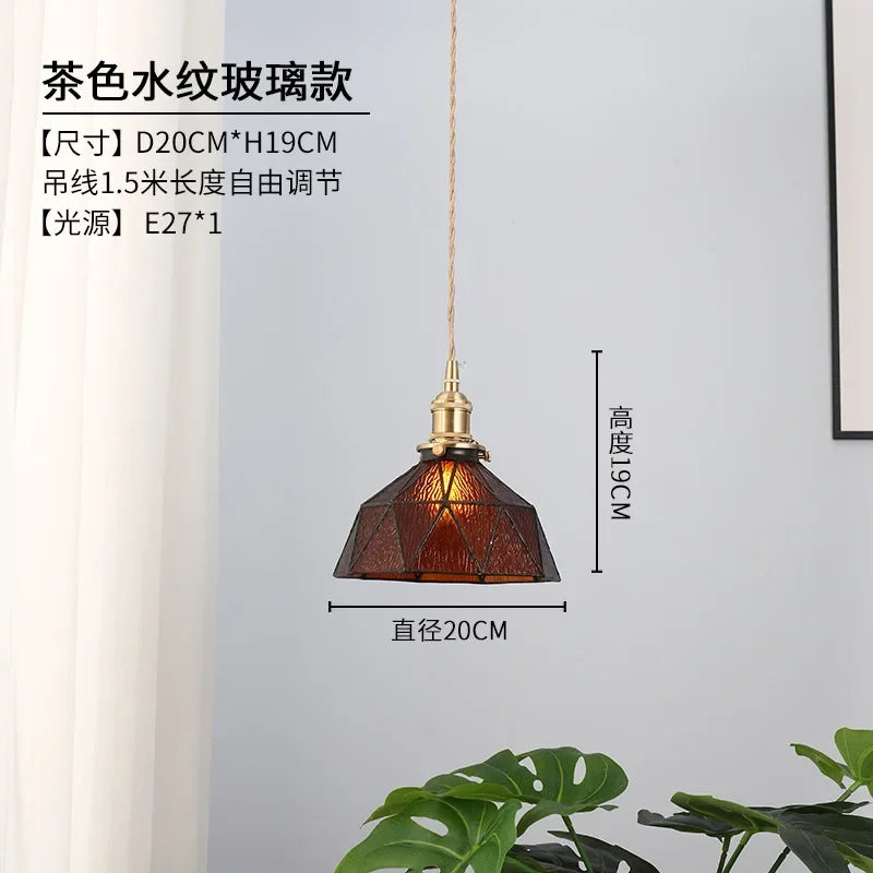 Tiffany Glass Chandelier Pendant Ceiling LED Light for Nordic Bedroom