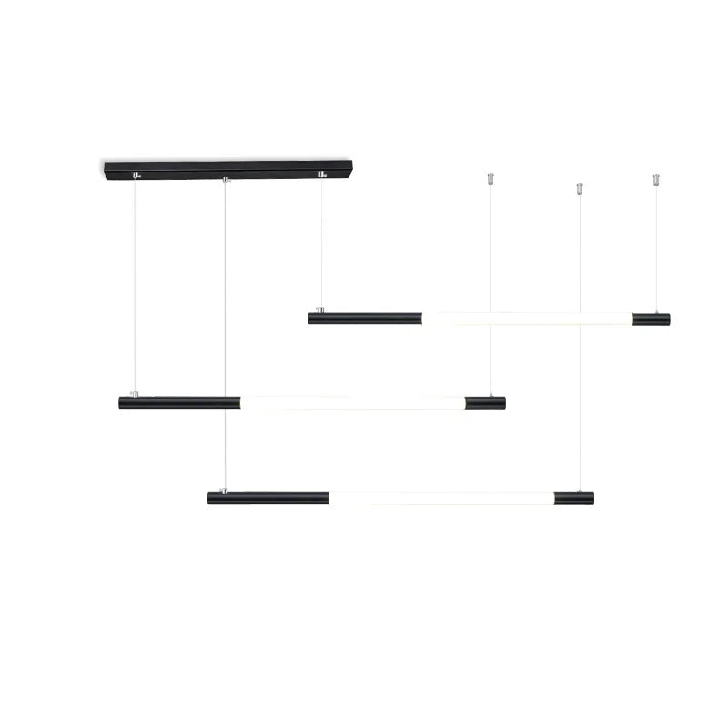 Modern LED Black/Gold Bar Chandelier Horizontal Pendant Light